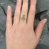 Rutilated Quartz Ring, Natural Rutilated Quartz Ring, Chrysoprase Ring, Two Stone Ring, Asymmetric Ring, Unique Silver Ring, Rare by Adina