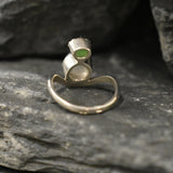Rutilated Quartz Ring, Natural Rutilated Quartz Ring, Chrysoprase Ring, Two Stone Ring, Asymmetric Ring, Unique Silver Ring, Rare by Adina