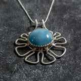 Aquamarine Pendant, Natural Aquamarine Necklace, Blue Pendant, Statement Aquamarine Necklace, Round Pendant, Silver Necklace, Rare By Adina