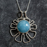 Aquamarine Pendant, Natural Aquamarine Necklace, Blue Pendant, Statement Aquamarine Necklace, Round Pendant, Silver Necklace, Rare By Adina