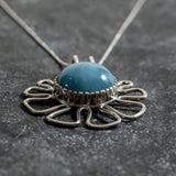 Aquamarine Pendant, Natural Aquamarine Necklace, Blue Pendant, Statement Aquamarine Necklace, Round Pendant, Silver Necklace, Rare By Adina