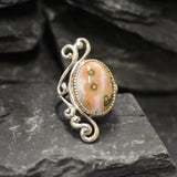 Ocean Jasper Ring, Antique Ring, Natural Jasper Ring, Long Ring, Statement Ring, Artisan Ring, Vintage Ring, Ornament Ring, 925 Silver Ring