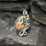 Ocean Jasper Ring, Antique Ring, Natural Jasper Ring, Long Ring, Statement Ring, Artisan Ring, Vintage Ring, Ornament Ring, 925 Silver Ring