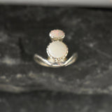 Fire Opal Ring, Natural Opal Ring, Two Stone Ring, Bohemian Ring, October Birthstone Ring, Unique Silver Ring, Silver Ring, Rare by Adina