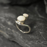 Fire Opal Ring, Natural Opal Ring, Two Stone Ring, Bohemian Ring, October Birthstone Ring, Unique Silver Ring, Silver Ring, Rare by Adina