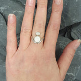 Fire Opal Ring, Natural Opal Ring, Two Stone Ring, Bohemian Ring, October Birthstone Ring, Unique Silver Ring, Silver Ring, Rare by Adina