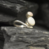 Fire Opal Ring, Natural Opal Ring, Two Stone Ring, Bohemian Ring, October Birthstone Ring, Unique Silver Ring, Silver Ring, Rare by Adina