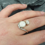 Fire Opal Ring, Natural Opal Ring, Two Stone Ring, Bohemian Ring, October Birthstone Ring, Unique Silver Ring, Silver Ring, Rare by Adina