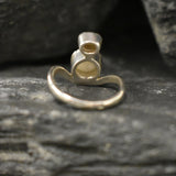 Fire Opal Ring, Natural Opal Ring, Two Stone Ring, Bohemian Ring, October Birthstone Ring, Unique Silver Ring, Silver Ring, Rare by Adina