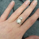 Fire Opal Ring, Natural Opal Ring, Two Stone Ring, Bohemian Ring, October Birthstone Ring, Unique Silver Ring, Silver Ring, Rare by Adina
