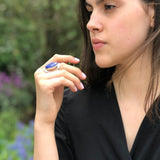Large Lapis Ring, Lapis Lazuli Ring, Natural Lapis Lazuli, December Birthstone, Asymmetric Ring, Blue Ring, Solid Silver Ring, Lapis Lazuli