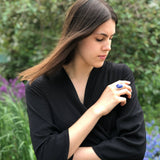 Large Lapis Ring, Lapis Lazuli Ring, Natural Lapis Lazuli, December Birthstone, Asymmetric Ring, Blue Ring, Solid Silver Ring, Lapis Lazuli