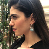 Long Bow Earrings, Natural Aquamarine, Aquamarine Earrings, March Birthstone, Blue Ribbon Earrings, Heavy Earrings, Solid Silver Earrings