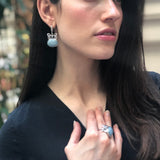 Long Bow Earrings, Natural Aquamarine, Aquamarine Earrings, March Birthstone, Blue Ribbon Earrings, Heavy Earrings, Solid Silver Earrings