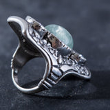 Prehnite Ring, Natural Prehnite, Amethyst Ring, Blue Topaz Ring, Statement Ring, May Birthstone, Multistone Ring, Silver Ring, Prehnite