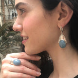 Aquamarine Ring, Natural Aquamarine, Blue Statement Ring, Blue Boho Ring, Chunky Ring, Big Stone Ring, Shield Ring, Solid Silver Ring, Aqua