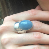 Aquamarine Ring, Natural Aquamarine, Blue Statement Ring, Blue Boho Ring, Chunky Ring, Big Stone Ring, Shield Ring, Solid Silver Ring, Aqua