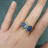Tanzanite Ring, Natural Tanzanite, Vintage Ring, December Birthstone, Two Stone Ring, Silver Artistic Ring, Bohemian Ring, Solid Silver Ring