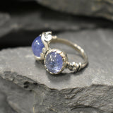 Tanzanite Ring, Natural Tanzanite, Vintage Ring, December Birthstone, Two Stone Ring, Silver Artistic Ring, Bohemian Ring, Solid Silver Ring