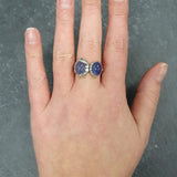 Tanzanite Ring, Natural Tanzanite, Vintage Ring, December Birthstone, Two Stone Ring, Silver Artistic Ring, Bohemian Ring, Solid Silver Ring