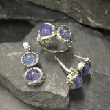 Tanzanite Ring, Natural Tanzanite, Vintage Ring, December Birthstone, Two Stone Ring, Silver Artistic Ring, Bohemian Ring, Solid Silver Ring