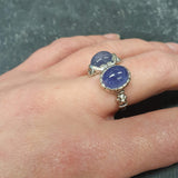 Tanzanite Ring, Natural Tanzanite, Vintage Ring, December Birthstone, Two Stone Ring, Silver Artistic Ring, Bohemian Ring, Solid Silver Ring