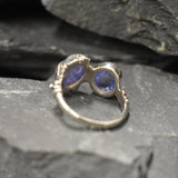 Tanzanite Ring, Natural Tanzanite, Vintage Ring, December Birthstone, Two Stone Ring, Silver Artistic Ring, Bohemian Ring, Solid Silver Ring