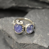 Tanzanite Ring, Natural Tanzanite, Vintage Ring, December Birthstone, Two Stone Ring, Silver Artistic Ring, Bohemian Ring, Solid Silver Ring