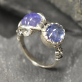 Tanzanite Ring, Natural Tanzanite, Vintage Ring, December Birthstone, Two Stone Ring, Silver Artistic Ring, Bohemian Ring, Solid Silver Ring