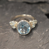 Blue Topaz Ring, Natural Blue Topaz, December Birthstone, Blue Diamond Ring, Topaz Ring, Sky Blue Topaz, Blue Vintage Ring, 925 Silver Ring