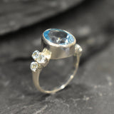 Blue Topaz Ring, Natural Blue Topaz, December Birthstone, Blue Diamond Ring, Topaz Ring, Sky Blue Topaz, Blue Vintage Ring, 925 Silver Ring