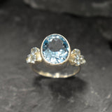 Blue Topaz Ring, Natural Blue Topaz, December Birthstone, Blue Diamond Ring, Topaz Ring, Sky Blue Topaz, Blue Vintage Ring, 925 Silver Ring