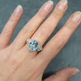 Blue Topaz Ring, Natural Blue Topaz, December Birthstone, Blue Diamond Ring, Topaz Ring, Sky Blue Topaz, Blue Vintage Ring, 925 Silver Ring