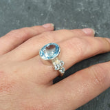 Blue Topaz Ring, Natural Blue Topaz, December Birthstone, Blue Diamond Ring, Topaz Ring, Sky Blue Topaz, Blue Vintage Ring, 925 Silver Ring