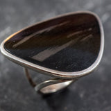 Obsidian Ring, Natural Obsidian, Black Ring, Triangle Ring, Black Stone Ring, Russian Obsidian, Statement Ring, Solid Silver Ring, Obsidian