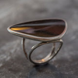 Obsidian Ring, Natural Obsidian, Black Ring, Triangle Ring, Black Stone Ring, Russian Obsidian, Statement Ring, Solid Silver Ring, Obsidian