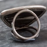 Obsidian Ring, Natural Obsidian, Black Ring, Triangle Ring, Black Stone Ring, Russian Obsidian, Statement Ring, Solid Silver Ring, Obsidian