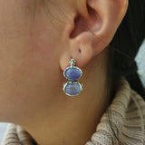 Tanzanite Earrings, Natural Tanzanite, Vintage Earrings, December Birthstone, Two Stone Earrings, Silver Artistic Earrings, Flower Earrings
