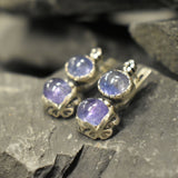 Tanzanite Earrings, Natural Tanzanite, Vintage Earrings, December Birthstone, Two Stone Earrings, Silver Artistic Earrings, Flower Earrings