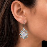Moonstone Earrings, Natural Moonstone, Blue Topaz Earrings, June Birthstone, Silver Dangling Earrings, Teardrop Earrings, Rare By Adina