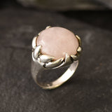 Rose Quartz Ring, Natural Rose Quartz Ring, Large Gemstone Ring, January Birthstone Ring, Pink Gem Ring, Large Quartz Ring, Rare by Adina