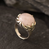 Rose Quartz Ring, Natural Rose Quartz Ring, Large Gemstone Ring, January Birthstone Ring, Pink Gem Ring, Large Quartz Ring, Rare by Adina