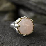 Rose Quartz Ring, Natural Rose Quartz Ring, Large Gemstone Ring, January Birthstone Ring, Pink Gem Ring, Large Quartz Ring, Rare by Adina