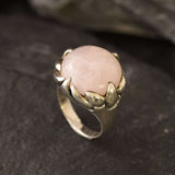 Rose Quartz Ring, Natural Rose Quartz Ring, Large Gemstone Ring, January Birthstone Ring, Pink Gem Ring, Large Quartz Ring, Rare by Adina