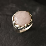 Rose Quartz Ring, Natural Rose Quartz Ring, Large Gemstone Ring, January Birthstone Ring, Pink Gem Ring, Large Quartz Ring, Rare by Adina