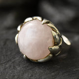 Rose Quartz Ring, Natural Rose Quartz Ring, Large Gemstone Ring, January Birthstone Ring, Pink Gem Ring, Large Quartz Ring, Rare by Adina