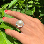 Mabe Pearl Ring, Natural Mabe Pearl, Chunky Pearl Ring, June Birthstone, Large Pearl Ring, White Pearl Ring, Vintage Ring, Solid Silver Ring