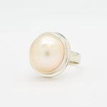 Mabe Pearl Ring, Natural Mabe Pearl, Chunky Pearl Ring, June Birthstone, Large Pearl Ring, White Pearl Ring, Vintage Ring, Solid Silver Ring