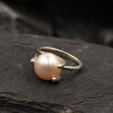Beige Pearl Ring, Natural Beige Pearl, June Birthstone, Classy Pearl Ring, Pearl Silver Ring, Bridal Ring, For Her, Rare By Adina