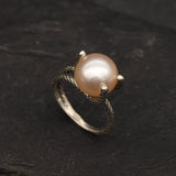Beige Pearl Ring, Natural Beige Pearl, June Birthstone, Classy Pearl Ring, Pearl Silver Ring, Bridal Ring, For Her, Rare By Adina